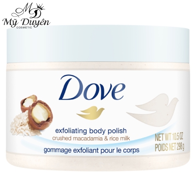 Kem Tẩy Tế Bào Chết Body Dove Exfoliating Body Polish Crush Macadamia & Rice Milk 298g Bản Mỹ