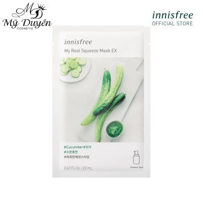 MẶT NẠ GIẤY CHIẾT XUẤT DƯA LEO IT’S REAL SQUEEZE MASK-CUCUMBER INNISFREE (20ML)
