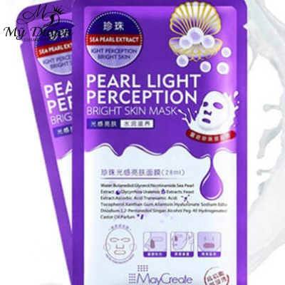 Mặt Nạ Pearl Light Perception Tím Maycreate Dưỡng Trắng  