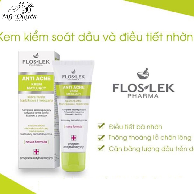 Kem Dưỡng Ẩm Kiểm Soát Dầu, Điều Tiết Nhờn Floslek Pharma Anti Acne Mattifying Cream 50ml