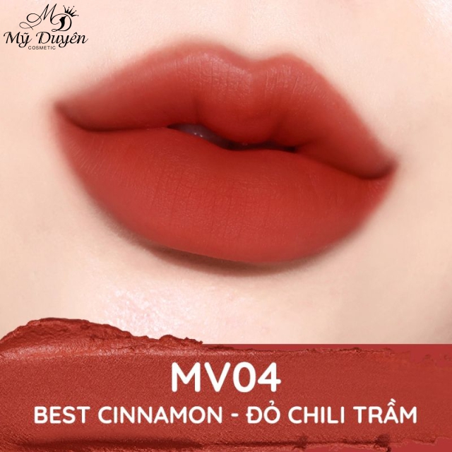 Son Kem Black Rouge MV04 Best Cinnamon - Đỏ Chili Trầm 4g Muddish Cushion Velvet