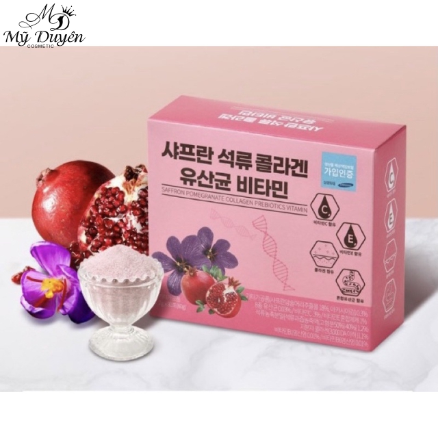 Bột collagen lựu đỏ nhụy hoa nghệ tây Saffron Bio Cell Hàn Quốc (Hộp 30 gói)