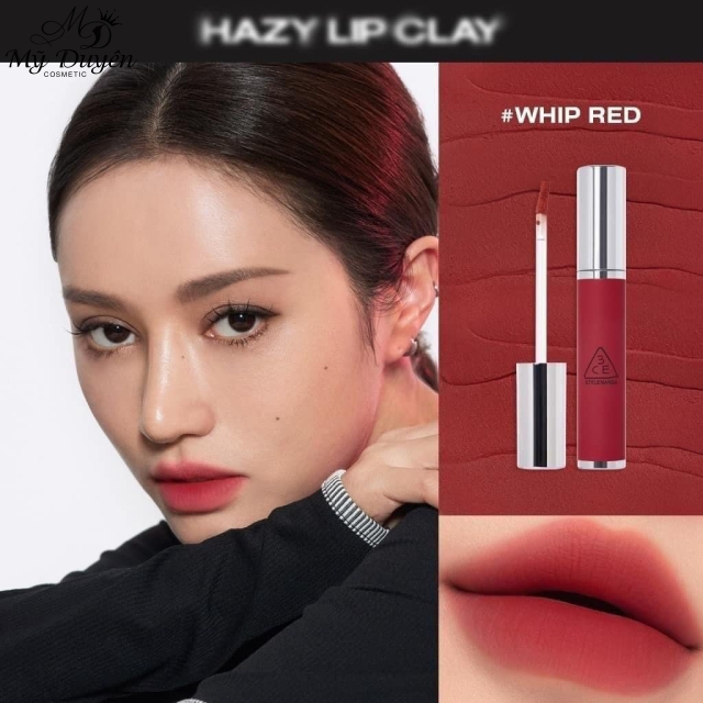Son Kem Lì 3CE Hazy Lip Clay Whip Red – Màu Đỏ Gạch