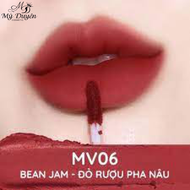 Son Kem Black Rouge MV06 Bean Jam - Đỏ Rượu Pha Nâu 4g Muddish Cushion Velvet
