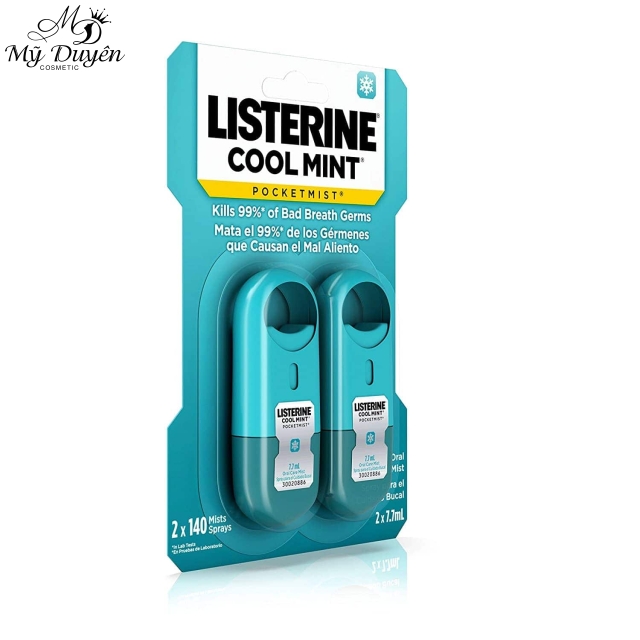 Nước Xịt Thơm Miệng Listerine Pocketmist Cool Mint Oral Care Mist 7.7ml x 2 Chai